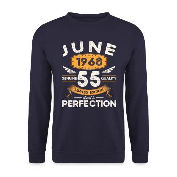 55e anniversaire Homme Juin Né en 1968 Légendaire - Sweat-shirt Unisexe - marine - Devant - Alina (178cm) & Michal (187cm)