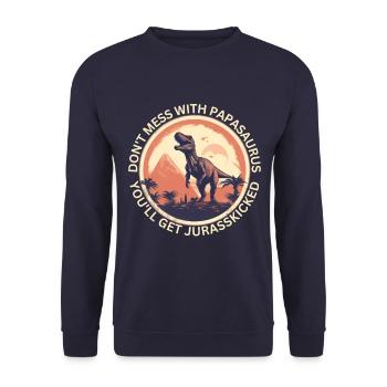Drôle Papa Papasaurus Dino Dinosaur Cadeau - Sweat-shirt Unisexe - marine - Devant - Alina (178cm) & Michal (187cm)