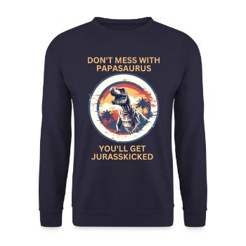 Drôle Papa Papasaurus Dino Dinosaur Cadeau - Sweat-shirt Unisexe - marine - Devant - Alina (178cm) & Michal (187cm)