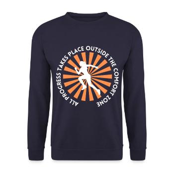Fortschritt außerhalb der komfortzone - Unisex Pullover - Navy - Vorne - Alina (178cm) & Michal (187cm)