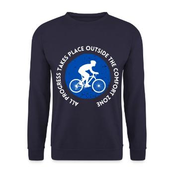 MTB Rennrad Fahrrad Radfahrer Komfortzone verlasse - Unisex Pullover - Navy - Vorne - Alina (178cm) & Michal (187cm)