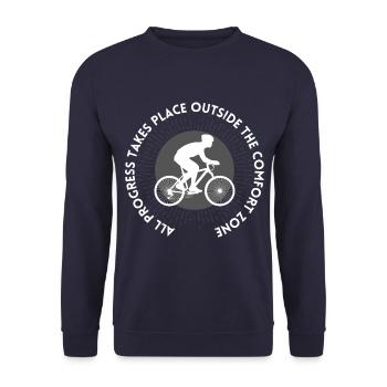 MTB Road Bike Cyclist Leave your comfort zone - Unisex Sweatshirt - navy - Front - Alina (178cm) & Michal (187cm)