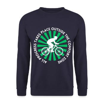 MTB Road Bike Cyclist Leave your comfort zone - Unisex Sweatshirt - navy - Front - Alina (178cm) & Michal (187cm)