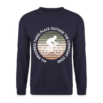 MTB Road Bike Cyclist Leave your comfort zone - Unisex Sweatshirt - navy - Front - Alina (178cm) & Michal (187cm)