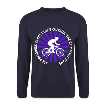 MTB Rennrad Fahrrad Radfahrer Komfortzone verlasse - Unisex Pullover - Navy - Vorne - Alina (178cm) & Michal (187cm)