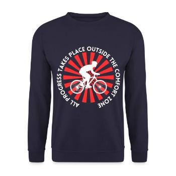 MTB Road Bike Cyclist Leave your comfort zone - Unisex Sweatshirt - navy - Front - Alina (178cm) & Michal (187cm)