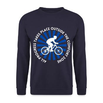 MTB Road Bike Cyclist Leave your comfort zone - Unisex Sweatshirt - navy - Front - Alina (178cm) & Michal (187cm)