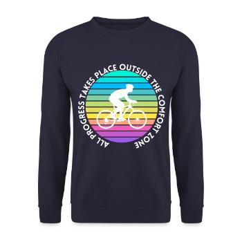 MTB Road Bike Cyclist Leave your comfort zone - Unisex Sweatshirt - navy - Front - Alina (178cm) & Michal (187cm)