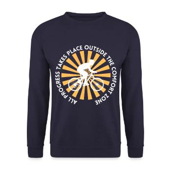 MTB Road Bike Cyclist Leave your comfort zone - Unisex Sweatshirt - navy - Front - Alina (178cm) & Michal (187cm)