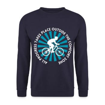 MTB Road Bike Cyclist Leave your comfort zone - Unisex Sweatshirt - navy - Front - Alina (178cm) & Michal (187cm)