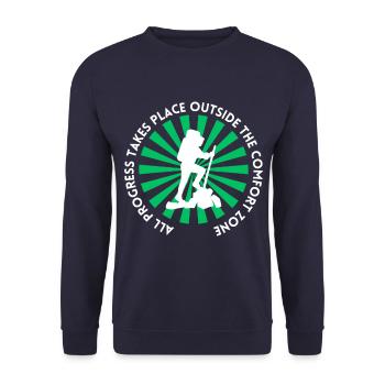 Wandern fortschritt außerhalb der Komfortzone - Unisex Pullover - Navy - Vorne - Alina (178cm) & Michal (187cm)