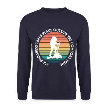 Hiking progress outside the comfort zone - Unisex Sweatshirt - navy - Front - Alina (178cm) & Michal (187cm)