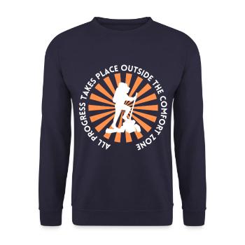 Wandern fortschritt außerhalb der Komfortzone - Unisex Pullover - Navy - Vorne - Alina (178cm) & Michal (187cm)