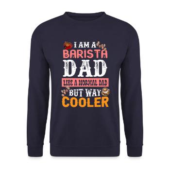 BARISTA DAD - Unisex Sweatshirt - navy - Front - Alina (178cm) & Michal (187cm)
