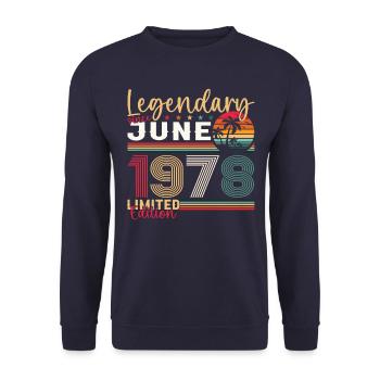45ème Anniversaire Juin Millésime 1978 Légendaire - Sweat-shirt Unisexe - marine - Devant - Alina (178cm) & Michal (187cm)