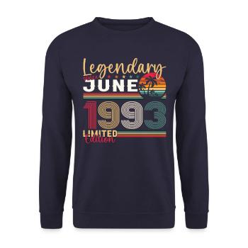 30. Geburtstag Juni Jahrgang 1993 Legendary - Unisex Pullover - Navy - Vorne - Alina (178cm) & Michal (187cm)