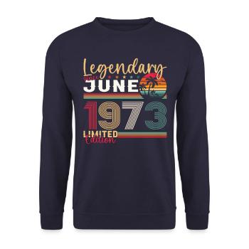 50e anniversaire Juin Millésime 1973 Légendaire - Sweat-shirt Unisexe - marine - Devant - Alina (178cm) & Michal (187cm)