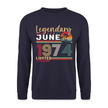 49ème anniversaire Juin Millésime 1974 Légendaire - Sweat-shirt Unisexe - marine - Devant - Alina (178cm) & Michal (187cm)