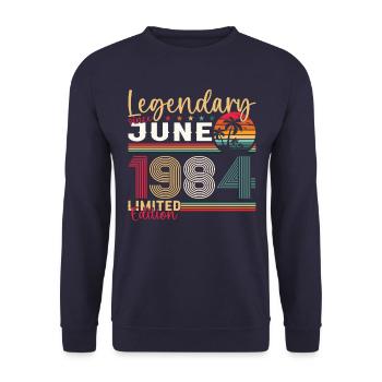 39ème Anniversaire Juin Millésime 1984 Légendaire - Sweat-shirt Unisexe - marine - Devant - Alina (178cm) & Michal (187cm)