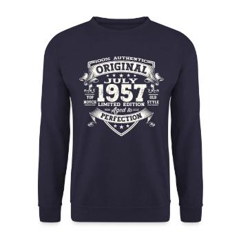 66th Birthday Man Original Juillet 1957 - Sweat-shirt Unisexe - marine - Devant - Alina (178cm) & Michal (187cm)