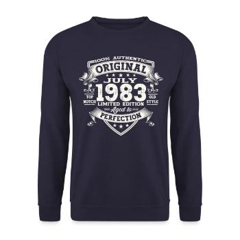 40th Birthday Man Original July Vintage 1983 - Unisex Sweatshirt - navy - Front - Alina (178cm) & Michal (187cm)