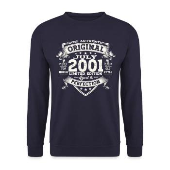 22nd Birthday Man Original July Vintage 2001 - Unisex Sweatshirt - navy - Front - Alina (178cm) & Michal (187cm)