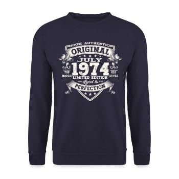49th Birthday Man Original July Vintage 1974 - Unisex Sweatshirt - navy - Front - Alina (178cm) & Michal (187cm)