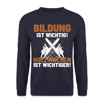 Holzfäller Spruch Förster Forstwirt Waldarbeiter - Unisex Pullover - Navy - Vorne - Alina (178cm) & Michal (187cm)