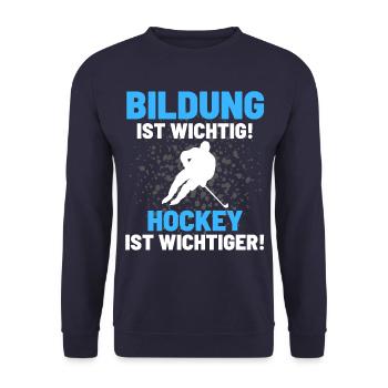 HOCKEY IST WICHTIGER! Eishockey Hockey - Unisex Pullover - Navy - Vorne - Alina (178cm) & Michal (187cm)