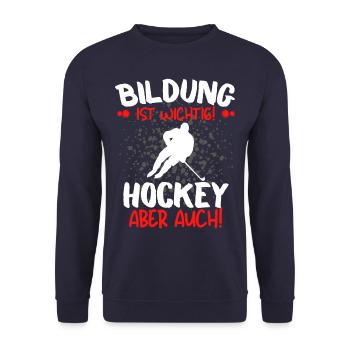 HOCKEY IST WICHTIGER! Eishockey Hockey - Unisex Pullover - Navy - Vorne - Alina (178cm) & Michal (187cm)