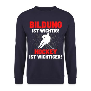 HOCKEY IST WICHTIGER! Eishockey Hockey - Unisex Pullover - Navy - Vorne - Alina (178cm) & Michal (187cm)