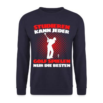 Lustiger Golf Spruch für Golfspieler und Golfer - Unisex Pullover - Navy - Vorne - Alina (178cm) & Michal (187cm)