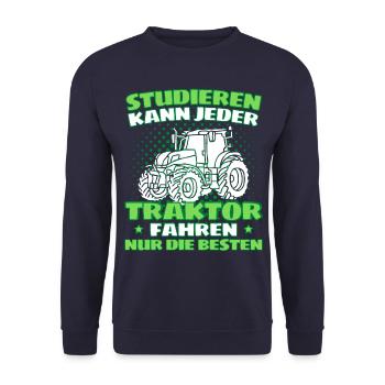 Funny tractor saying farmer or farmer - Unisex Sweatshirt - navy - Front - Alina (178cm) & Michal (187cm)