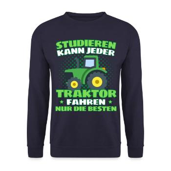 Funny tractor saying farmer or farmer - Unisex Sweatshirt - navy - Front - Alina (178cm) & Michal (187cm)