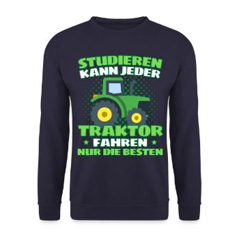 Funny tractor saying farmer or farmer - Unisex Sweatshirt - navy - Front - Alina (178cm) & Michal (187cm)