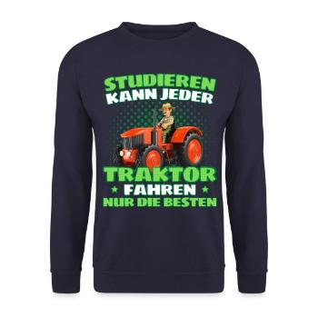 Funny tractor saying farmer or farmer - Unisex Sweatshirt - navy - Front - Alina (178cm) & Michal (187cm)