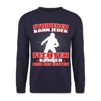 Lustiger Fecht Spruch für Fechter und - Unisex Pullover - Navy - Vorne - Alina (178cm) & Michal (187cm)