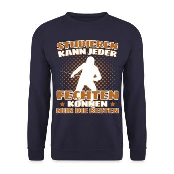 Lustiger Fecht Spruch für Fechter und - Unisex Pullover - Navy - Vorne - Alina (178cm) & Michal (187cm)