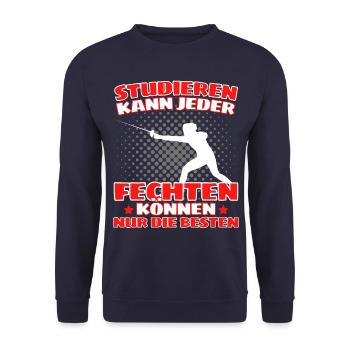 Lustiger Fecht Spruch für Fechter und - Unisex Pullover - Navy - Vorne - Alina (178cm) & Michal (187cm)