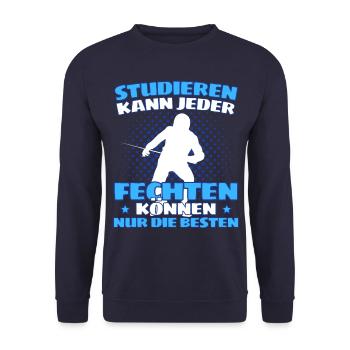 Lustiger Fecht Spruch für Fechter und - Unisex Pullover - Navy - Vorne - Alina (178cm) & Michal (187cm)