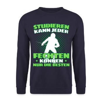 Lustiger Fecht Spruch für Fechter und - Unisex Pullover - Navy - Vorne - Alina (178cm) & Michal (187cm)