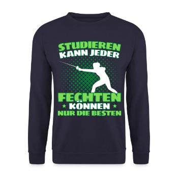 Lustiger Fecht Spruch für Fechter und - Unisex Pullover - Navy - Vorne - Alina (178cm) & Michal (187cm)