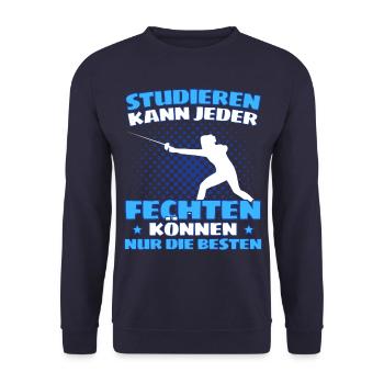 Lustiger Fecht Spruch für Fechter und - Unisex Pullover - Navy - Vorne - Alina (178cm) & Michal (187cm)
