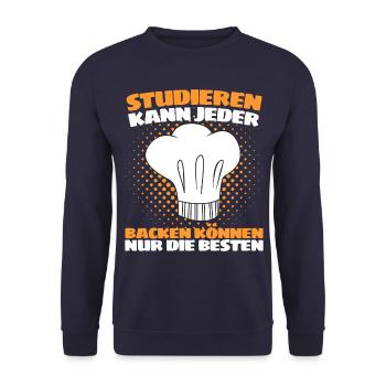 BACKEN KÖNNEN NUR DIE BESTEN - Bäcker Konditor - Unisex Pullover - Navy - Vorne - Alina (178cm) & Michal (187cm)
