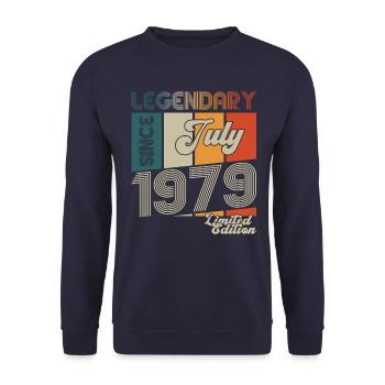 44th Birthday Man Born In July Born 1979 - Unisex Sweatshirt - navy - Front - Alina (178cm) & Michal (187cm)
