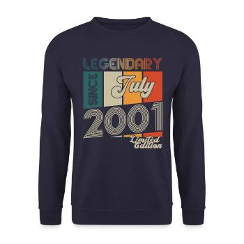 22nd Birthday Man Born In July Vintage 2001 - Unisex Sweatshirt - navy - Front - Alina (178cm) & Michal (187cm)