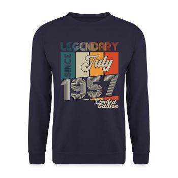 66th Birthday Man Born In July Born 1957 - Unisex Sweatshirt - navy - Front - Alina (178cm) & Michal (187cm)