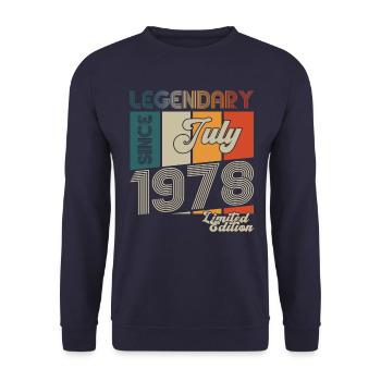 45th Birthday Man Born In July Born 1978 - Unisex Sweatshirt - navy - Front - Alina (178cm) & Michal (187cm)