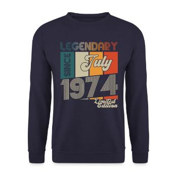 49th Birthday Man Born In July Born 1974 - Unisex Sweatshirt - navy - Front - Alina (178cm) & Michal (187cm)