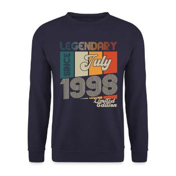 25th Birthday Man Born In July Year 1998 - Unisex Sweatshirt - navy - Front - Alina (178cm) & Michal (187cm)